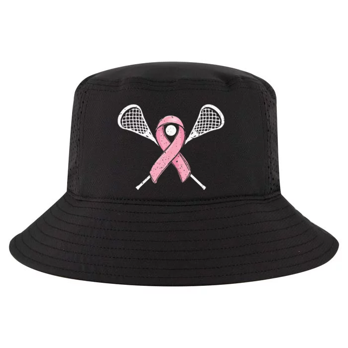 Lacrosse Pink Ribbon Breast Cancer Awareness Sport Lover Cool Comfort Performance Bucket Hat