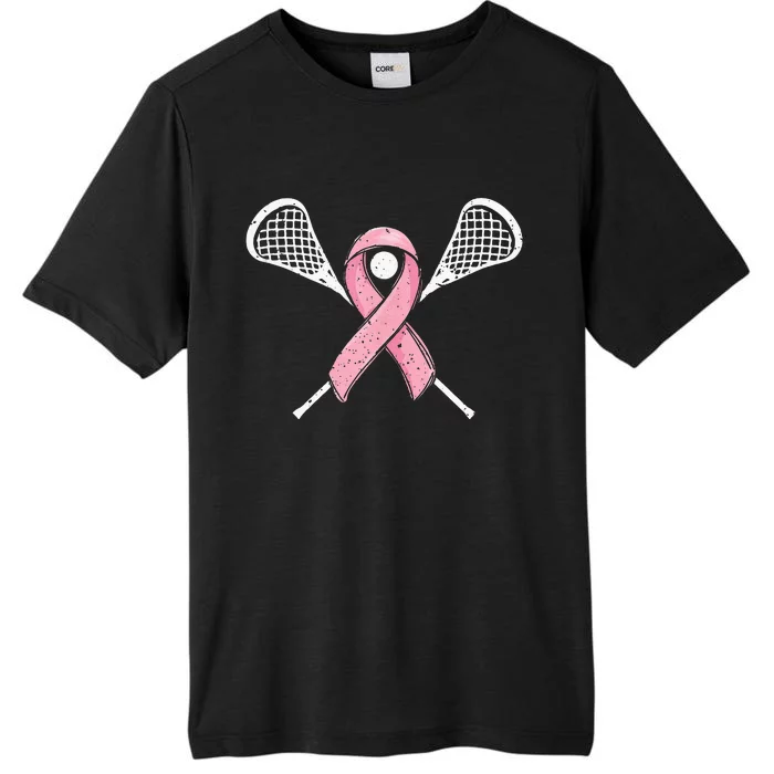 Lacrosse Pink Ribbon Breast Cancer Awareness Sport Lover ChromaSoft Performance T-Shirt