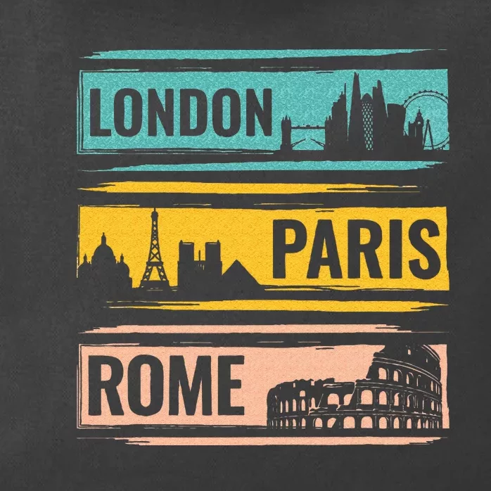 London Paris Rome World Traveler Zip Tote Bag