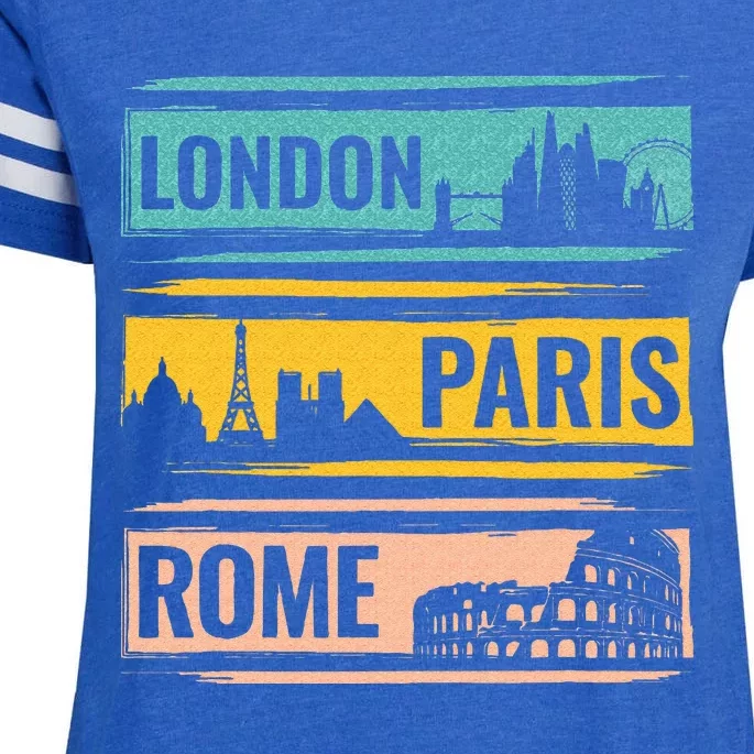 London Paris Rome World Traveler Enza Ladies Jersey Football T-Shirt