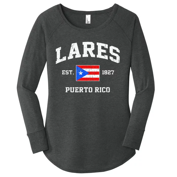 Lares Puerto Rico Vintage Boricua Flag Athletic Style Women's Perfect Tri Tunic Long Sleeve Shirt