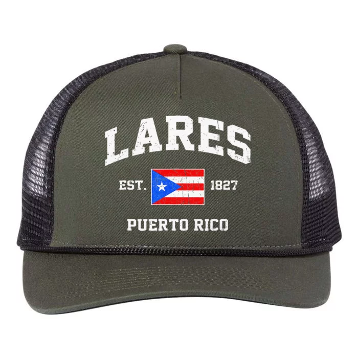 Lares Puerto Rico Vintage Boricua Flag Athletic Style Retro Rope Trucker Hat Cap