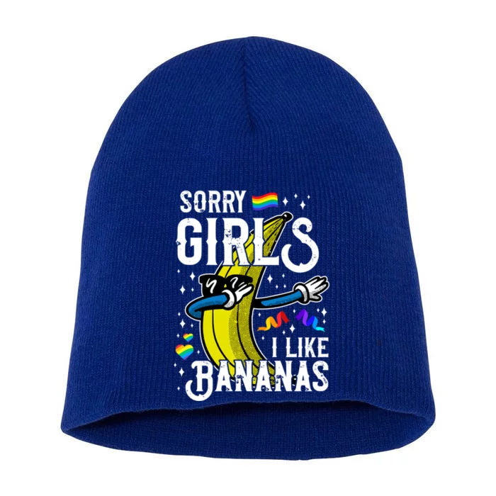 Lgbt Pride Rainbow Sorry I Like Bananas Gift Short Acrylic Beanie