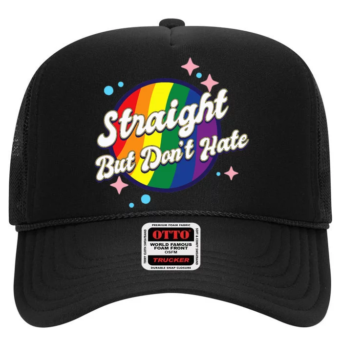 LGBTQIA+ Pride Rainbow Support High Crown Mesh Trucker Hat