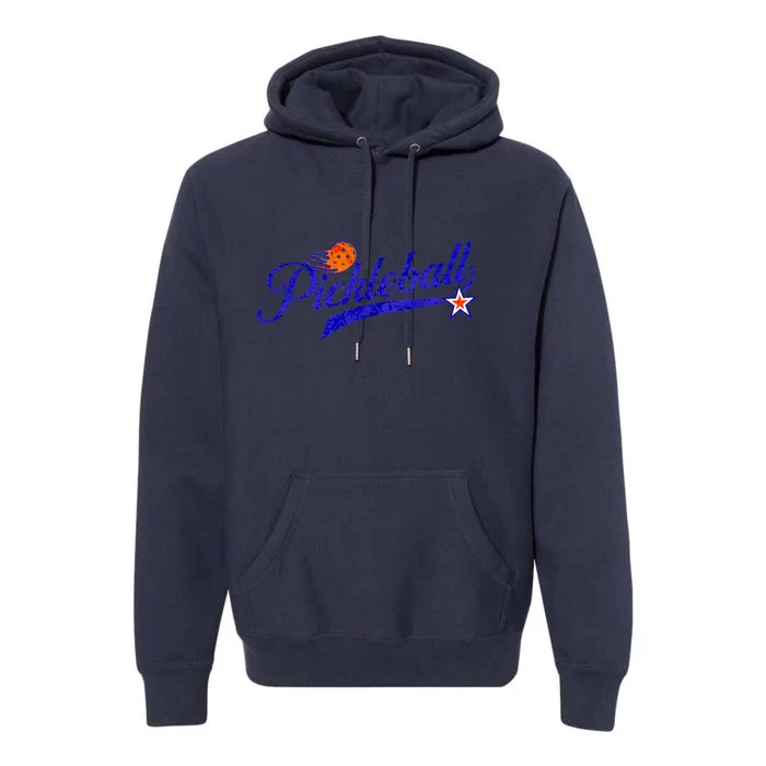 Lovers Pickleball Retro Style Pickle Ball Gift For Player Premium Hoodie