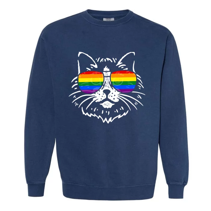 Lgbtq Pride Rainbow Colorful Sunglasses Cat Lover Meaningful Gift Garment-Dyed Sweatshirt