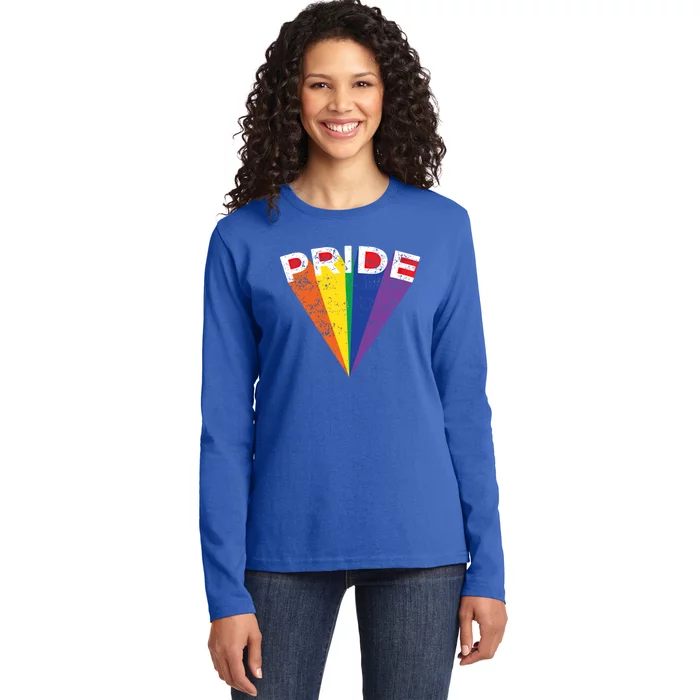 Lgbtq Pride Rainbow Striped Graphic Gay Teen Adult Gift Ladies Long Sleeve Shirt