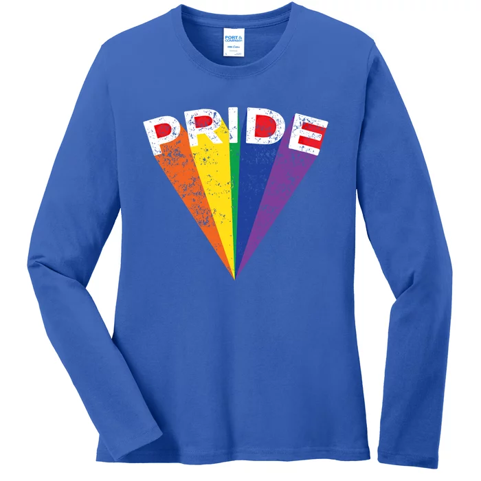 Lgbtq Pride Rainbow Striped Graphic Gay Teen Adult Gift Ladies Long Sleeve Shirt