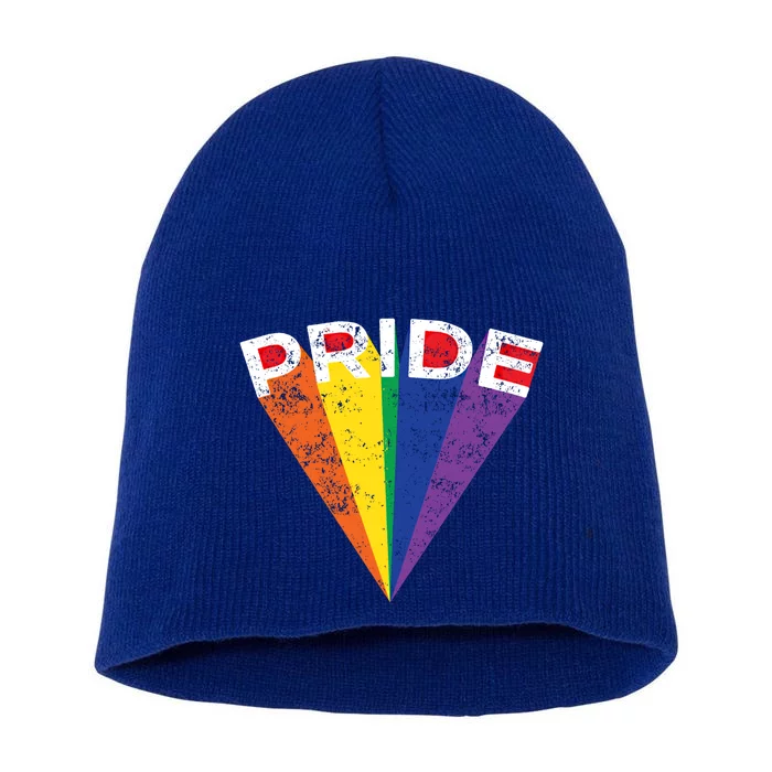 Lgbtq Pride Rainbow Striped Graphic Gay Teen Adult Gift Short Acrylic Beanie