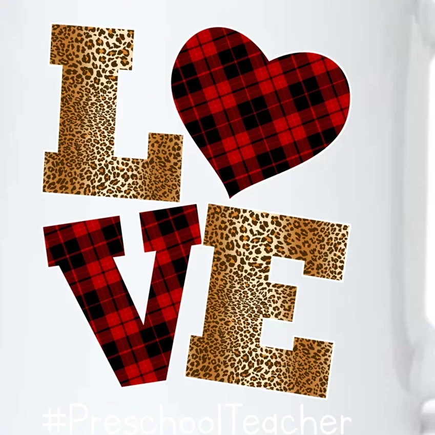 Love Plaid Red Leopard Preschool Teacher Valentines Day Gift Black Color Changing Mug