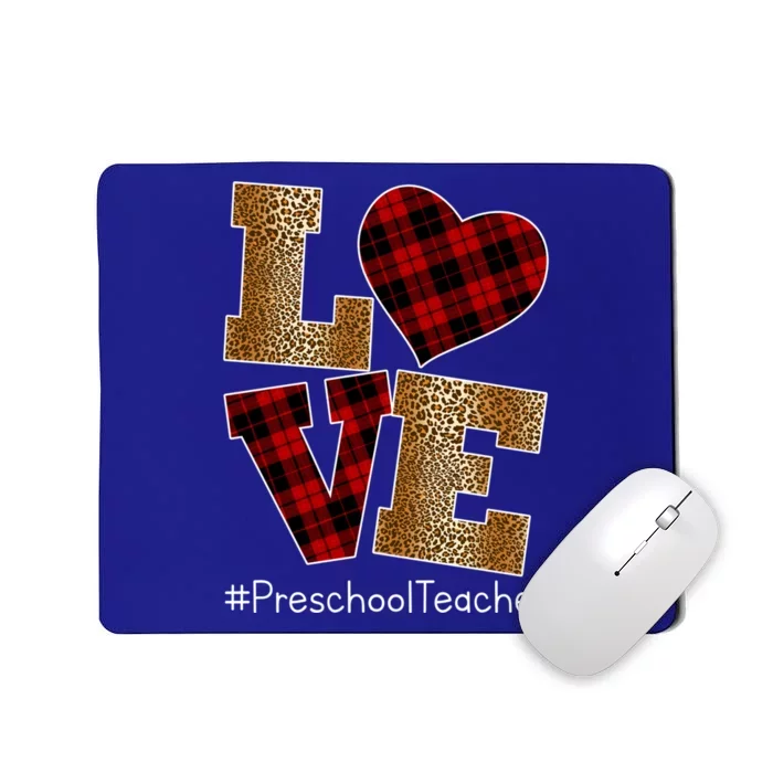 Love Plaid Red Leopard Preschool Teacher Valentines Day Gift Mousepad