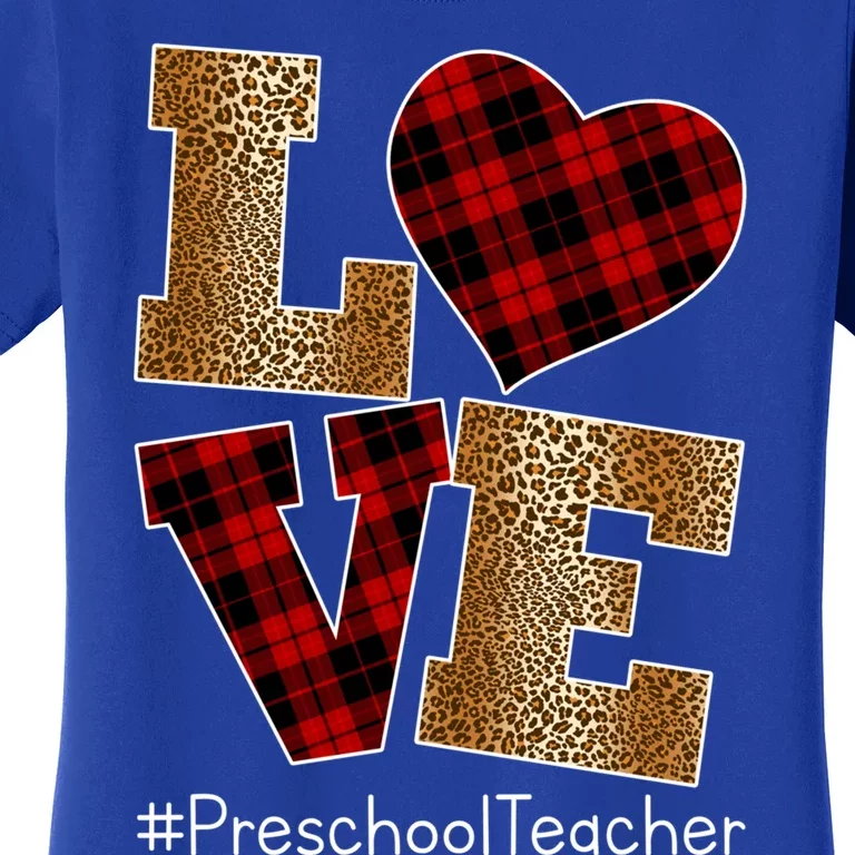 Love Plaid Red Leopard Preschool Teacher Valentines Day Gift Women's T-Shirt