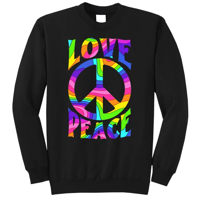 Love Peace Sign Tie Dye Colorful 80s Hippie Party Costume Tall Sweatshirt