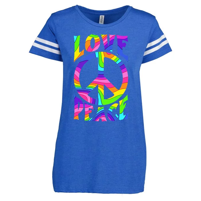 Love Peace Sign Tie Dye Colorful 80s Hippie Party Costume Enza Ladies Jersey Football T-Shirt