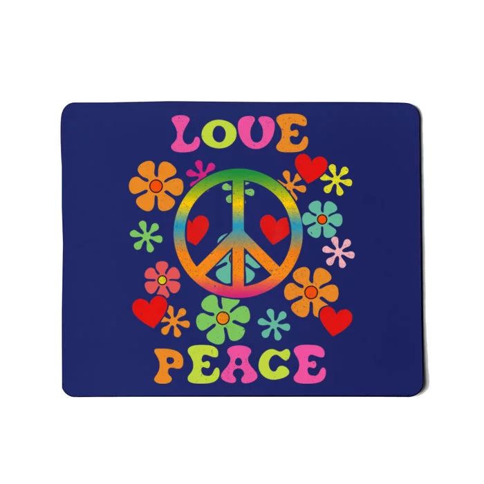 Love Peace Sign Colorful Flowers 60S 70S 80S Hippie Mousepad