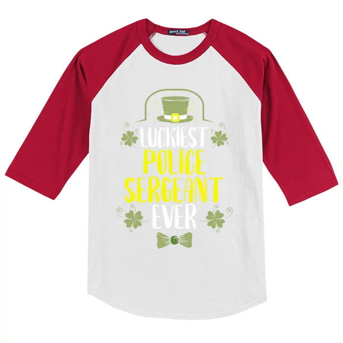 Luckiest Police Sergeant Ever St Patrick's Day Cute Gift Kids Colorblock Raglan Jersey