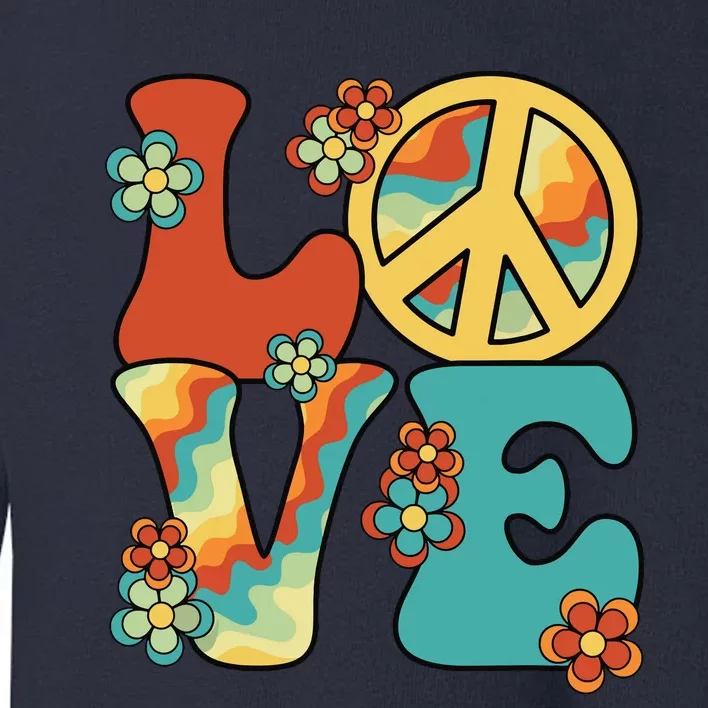 Love Peace Sign 60s 70s Costume Party Outfit Groovy Hippie Toddler Sweatshirt