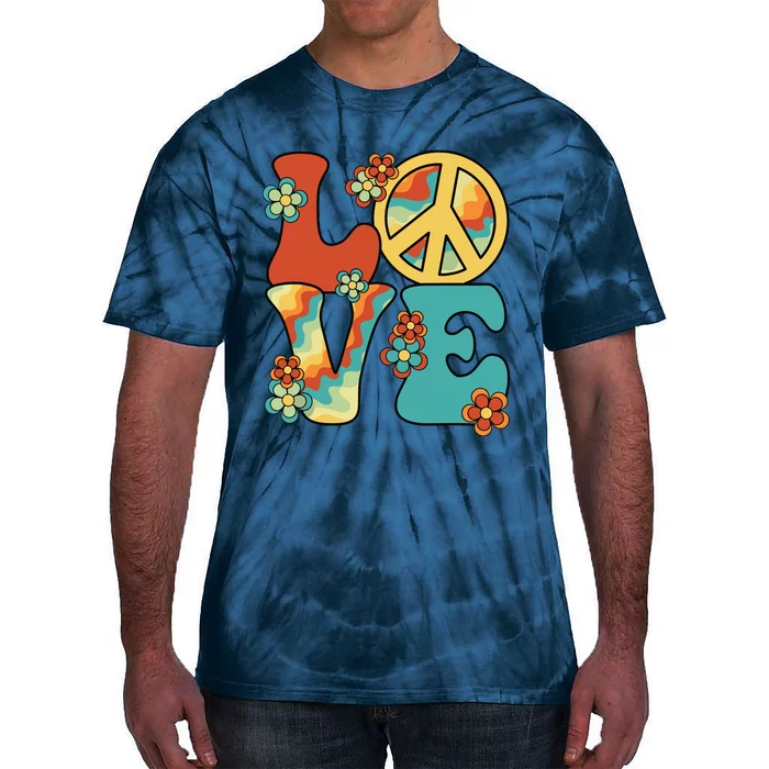 Love Peace Sign 60s 70s Costume Party Outfit Groovy Hippie Tie-Dye T-Shirt