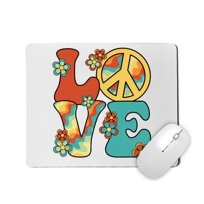 Love Peace Sign 60s 70s Costume Party Outfit Groovy Hippie Mousepad