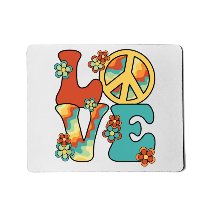 Love Peace Sign 60s 70s Costume Party Outfit Groovy Hippie Mousepad