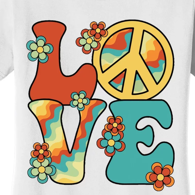 Love Peace Sign 60s 70s Costume Party Outfit Groovy Hippie Women's T-Shirt