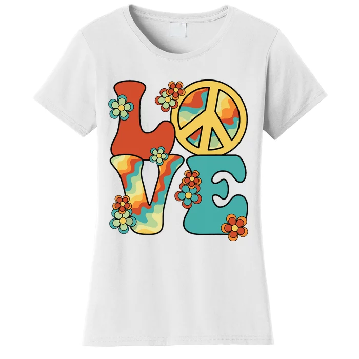 Love Peace Sign 60s 70s Costume Party Outfit Groovy Hippie Women's T-Shirt