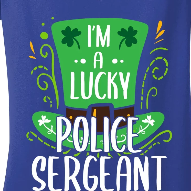 Lucky Police Sergeant St Patrick's Day Police Sergeants Gift Women's V-Neck T-Shirt