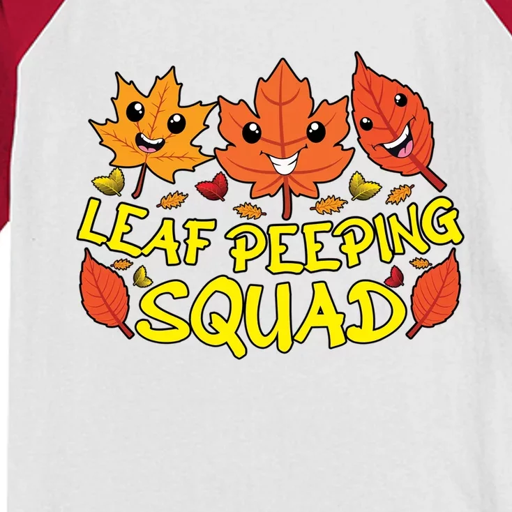 Leaf Peeping Squad Kawaii Autumn Foliage Maple Leaf Kids Colorblock Raglan Jersey