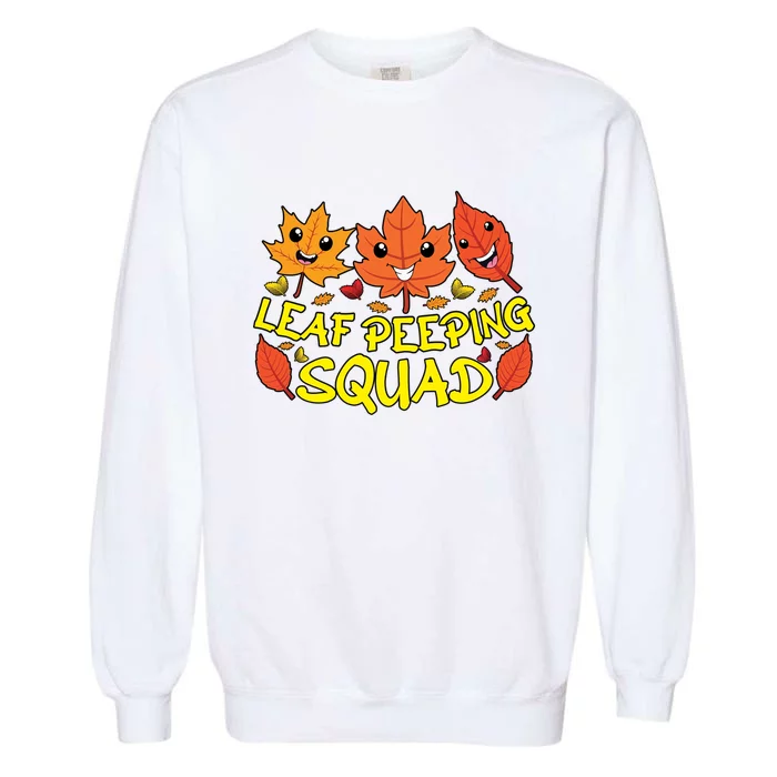 Leaf Peeping Squad Kawaii Autumn Foliage Maple Leaf Garment-Dyed Sweatshirt