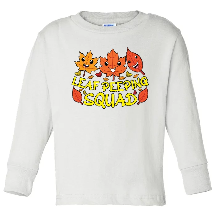 Leaf Peeping Squad Kawaii Autumn Foliage Maple Leaf Toddler Long Sleeve Shirt