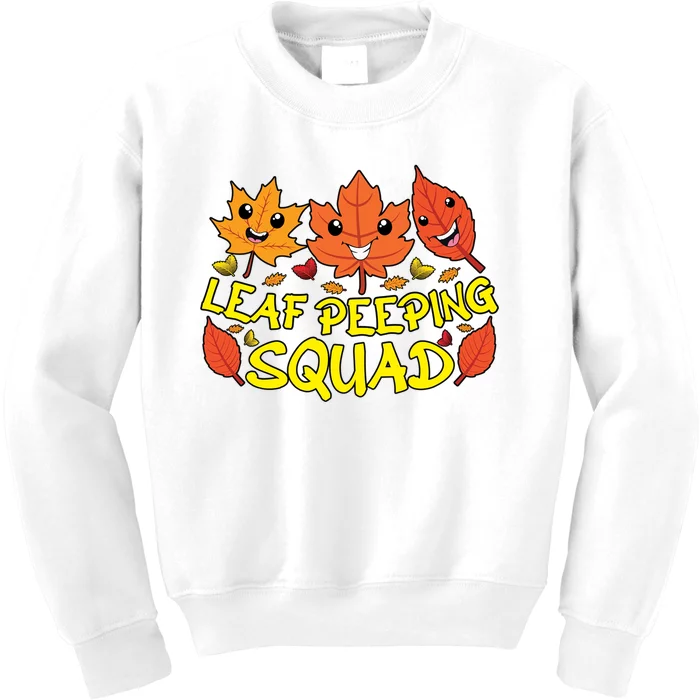 Leaf Peeping Squad Kawaii Autumn Foliage Maple Leaf Kids Sweatshirt