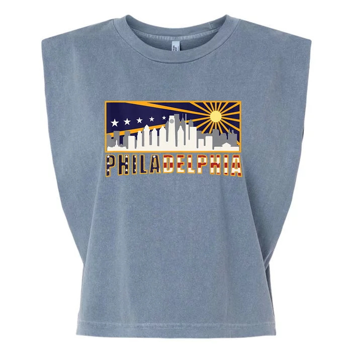 Love Philadelphia Skyline Downtown Cityscape Philly Souvenir Garment-Dyed Women's Muscle Tee