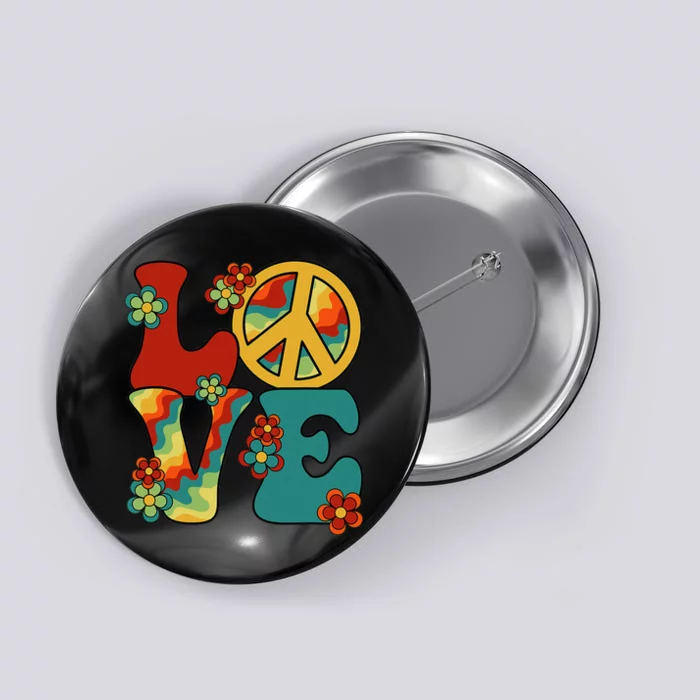 Love Peace Sign 60S 70S Costume Party Outfit Groovy Hippie Button