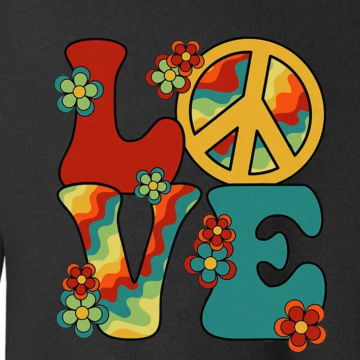 Love Peace Sign 60S 70S Costume Party Outfit Groovy Hippie Toddler Sweatshirt