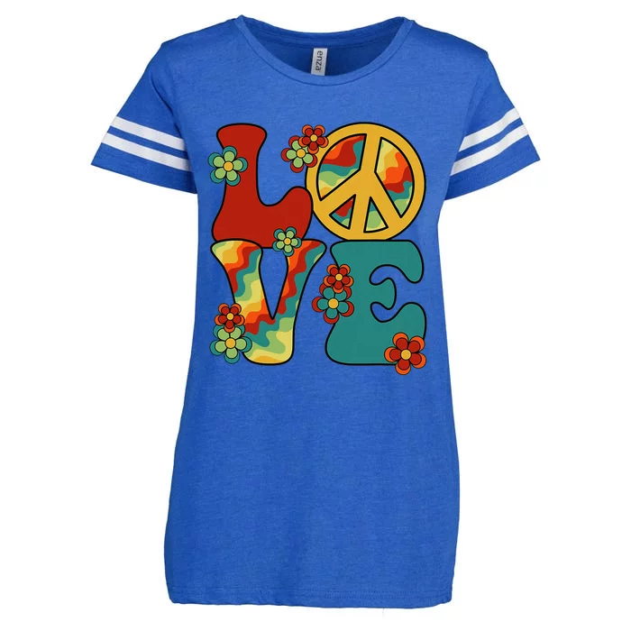 Love Peace Sign 60S 70S Costume Party Outfit Groovy Hippie Enza Ladies Jersey Football T-Shirt