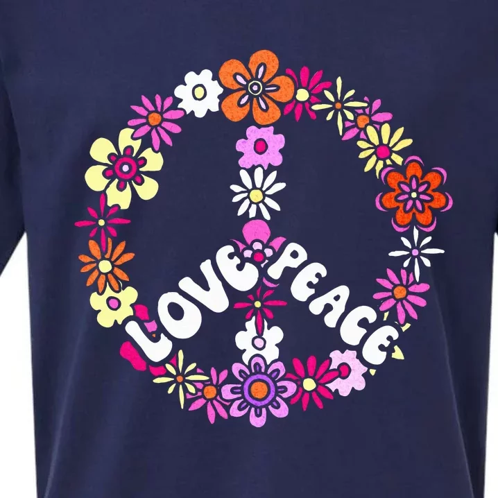 Love Peace Sign 60s Retro Peace 60s Hippie Flower Peace Sueded Cloud Jersey T-Shirt