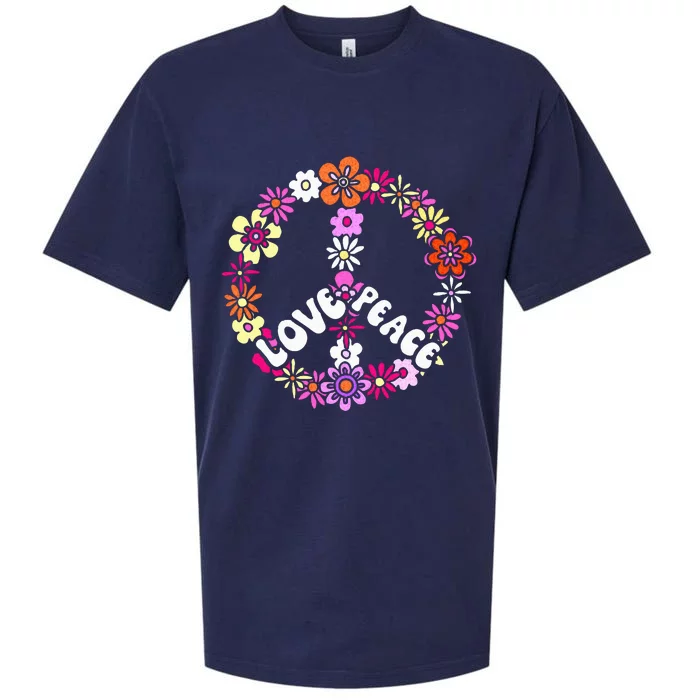 Love Peace Sign 60s Retro Peace 60s Hippie Flower Peace Sueded Cloud Jersey T-Shirt