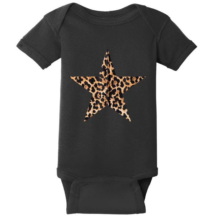 Leopard Print Star Baby Bodysuit