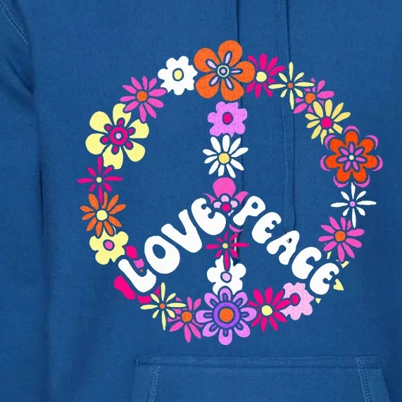 Love Peace Sign 60s Retro Peace 60s Hippie Flower Peace Premium Hoodie