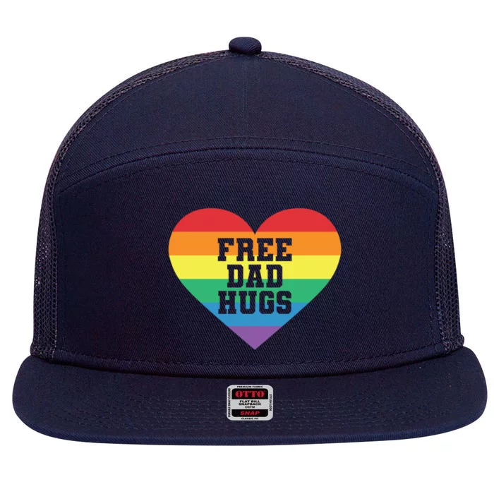 Lgbt Pride Social Movet Tee: Free Dad Hugs Cool Gift 7 Panel Mesh Trucker Snapback Hat