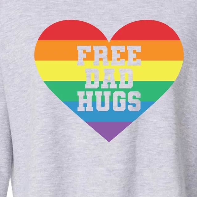 Lgbt Pride Social Movet Tee: Free Dad Hugs Cool Gift Cropped Pullover Crew