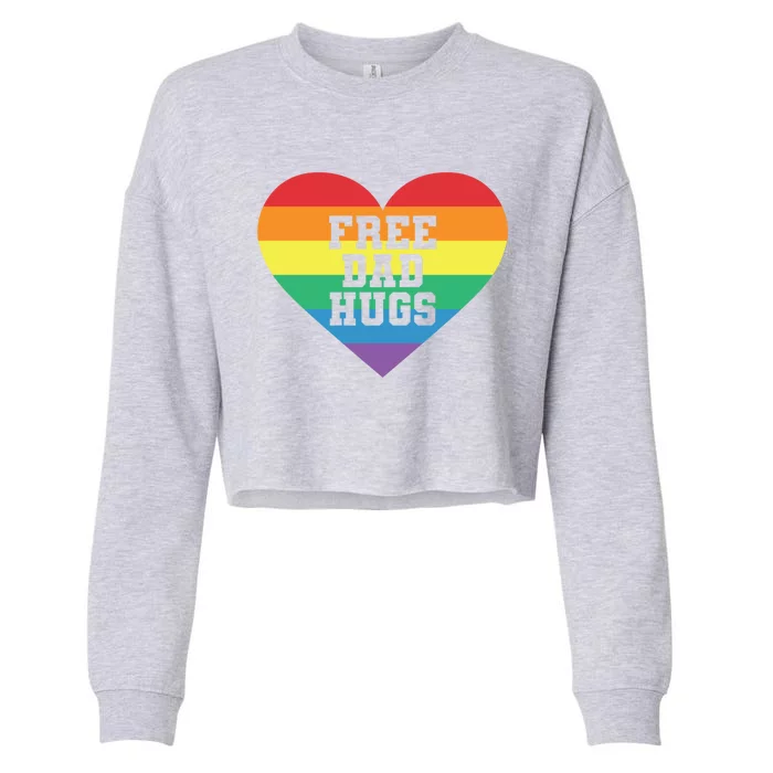 Lgbt Pride Social Movet Tee: Free Dad Hugs Cool Gift Cropped Pullover Crew