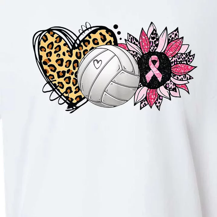 Love Pink Sunflower Volleyball Breast Cancer Awareness Sueded Cloud Jersey T-Shirt