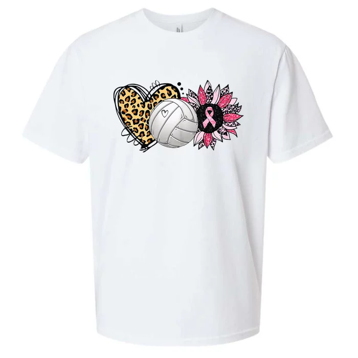 Love Pink Sunflower Volleyball Breast Cancer Awareness Sueded Cloud Jersey T-Shirt