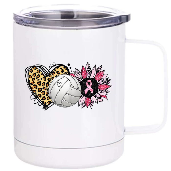 Love Pink Sunflower Volleyball Breast Cancer Awareness 12 oz Stainless Steel Tumbler Cup