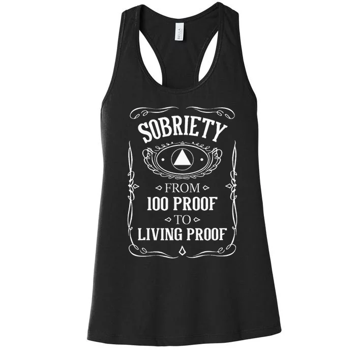 Living Proof Sobriety Anniversary Sober Aa Na Recovery Women's Racerback Tank