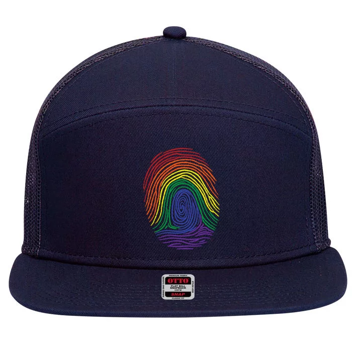 Lgbt Pride Social Movet Fingerprint Gift 7 Panel Mesh Trucker Snapback Hat