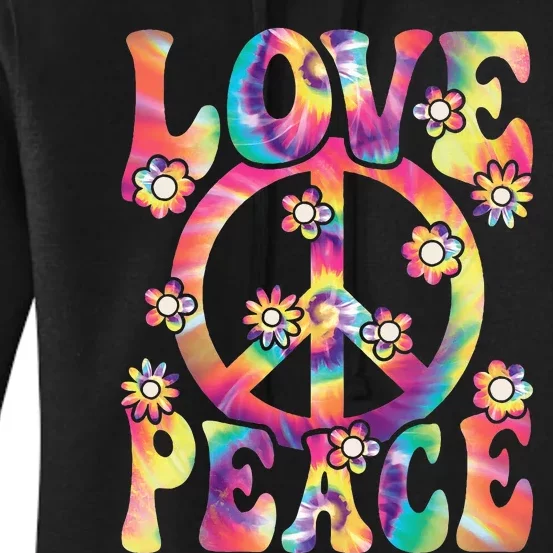 Love Peace Sign 60s 70s Outfit Hippie Costume Women's Pullover Hoodie