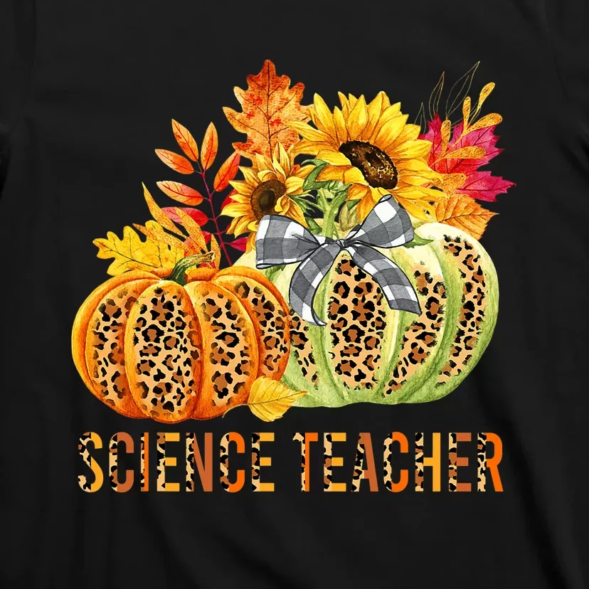 Leopard Pumpkins Science Teacher Fall Autumn Thanksgiving T-Shirt