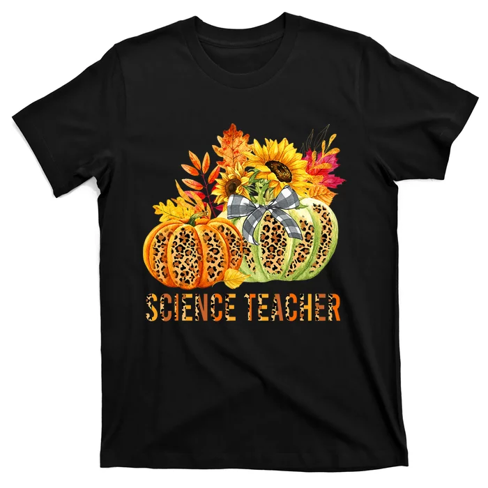 Leopard Pumpkins Science Teacher Fall Autumn Thanksgiving T-Shirt